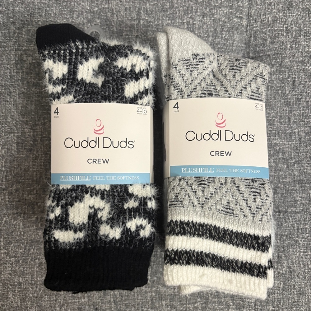 Cuddl Duds Women's Crew Socks - Black and White Patterns